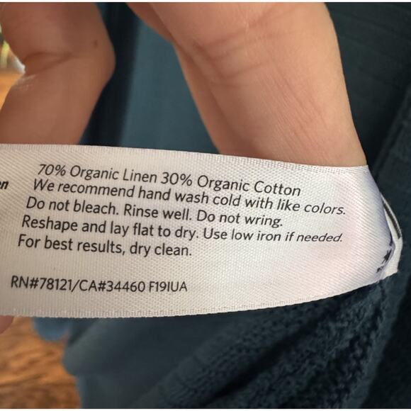 Eileen Fisher Linen Blend Knit Cardigan Women's Size Medium Open Front Teal - Picture 5 of 9